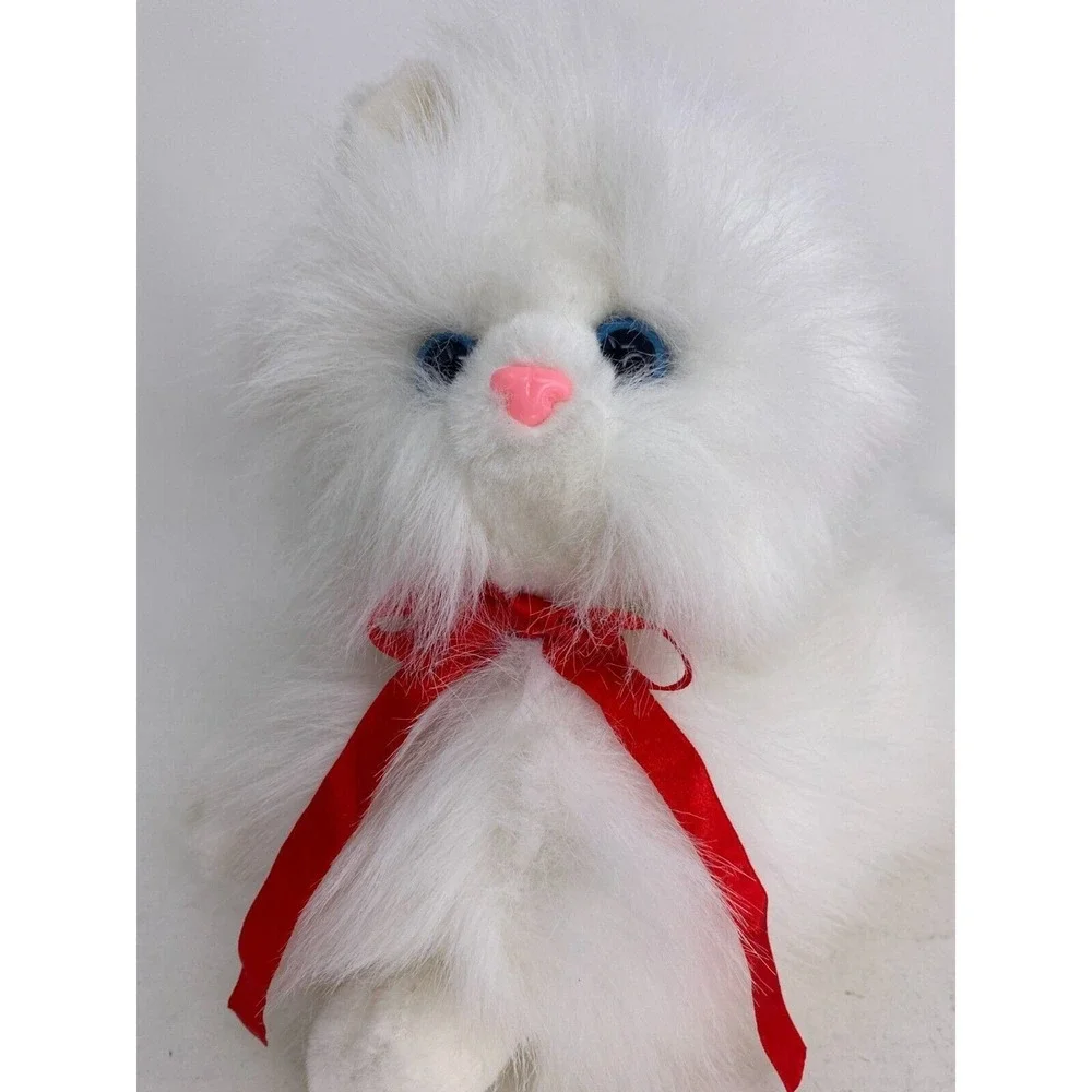 Santa's Best Cat Kitten Vintage Animated Xmas Decor Head & Tail Move White Fur